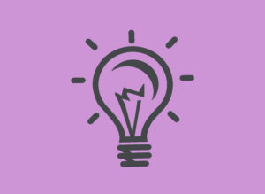 Decorative Light Bulb. Image includes gray lightbulb on purple background.