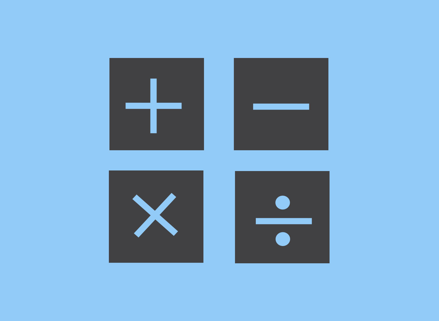 Operations and Algebraic Thinking Logo. Includes symbols for add, subtract, multiply, divide on a blue background.