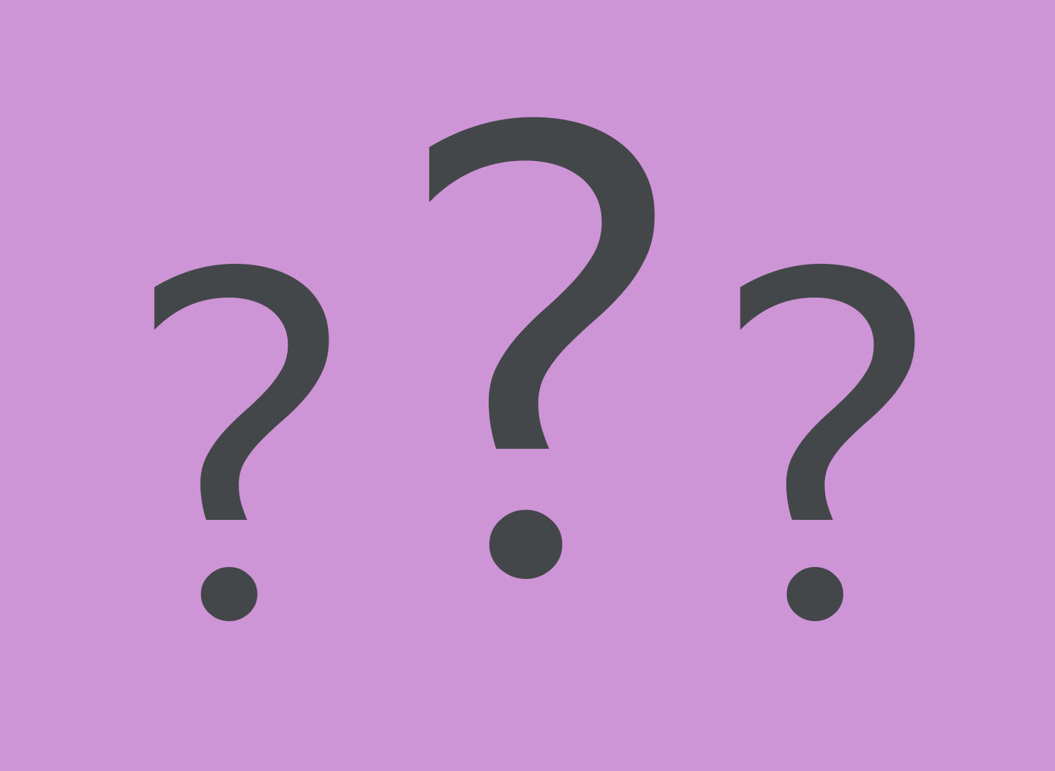 Assessments Logo. Includes 3 gray question marks on a purple background.